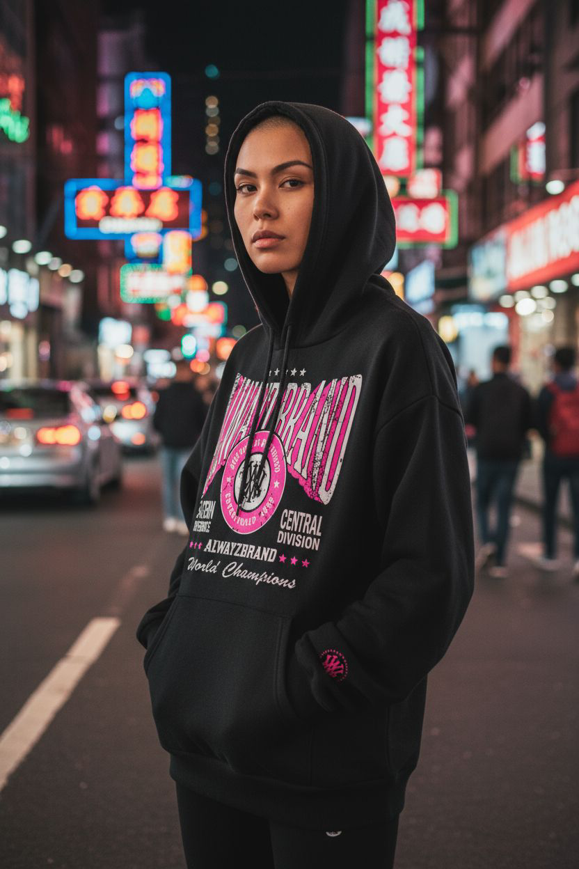 ALWAYZ BRAND CHAMPIONS / HOODIE / Blk/ Neon Pink/white