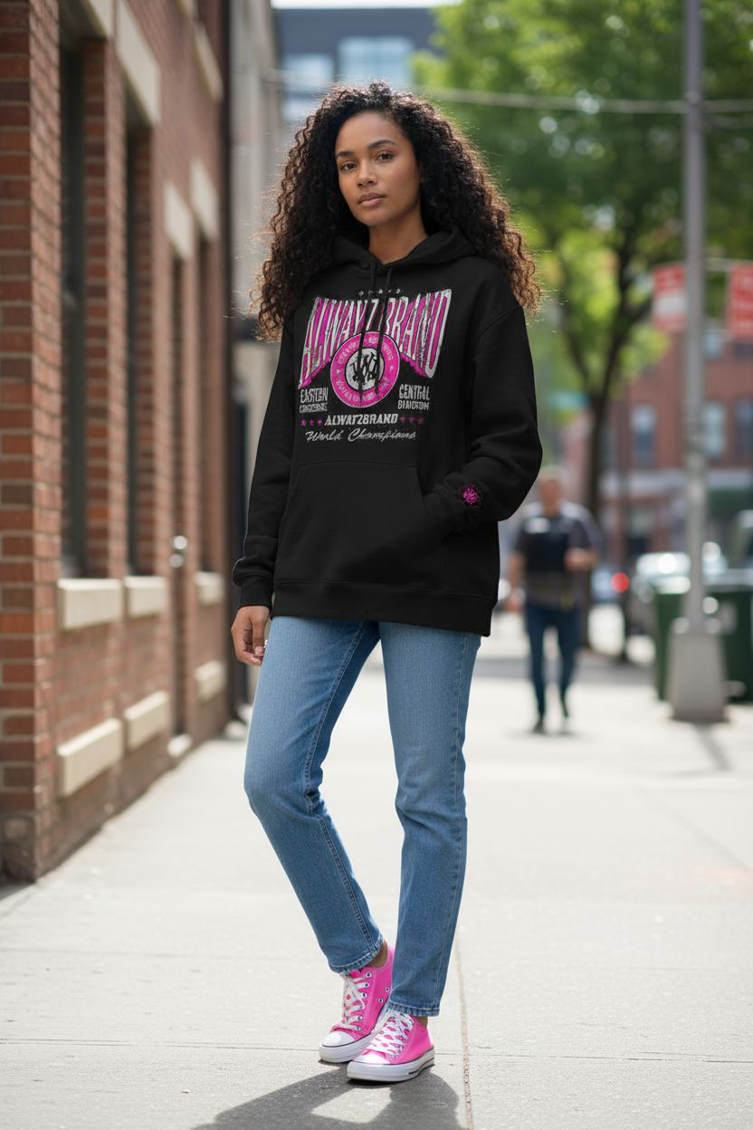 ALWAYZ BRAND CHAMPIONS / HOODIE / Blk/ Neon Pink/white